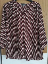 Ladies Size 16 Brown/Multi Abstract Design Blouse From Primark.
