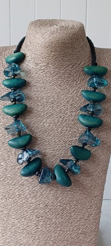 Chunky blue wood and acrylic - blue,