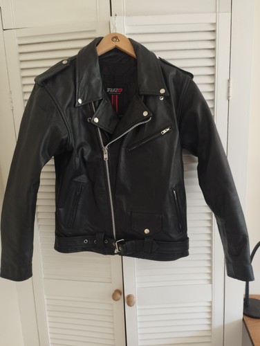 Mens biker leather jacket - mens, size