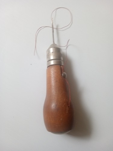Vintage leather sewing awl - leather,