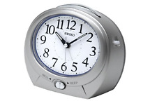 Seiko Silver Finish No Ticking Snooze & Light Bedside Alarm Clock QHK005S