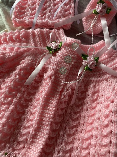 Hand knitted pram set - bn,