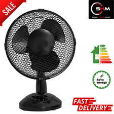 Black 9" Inch Small Oscillating 2 Speed Air Cooling Room Desk Work Top Fan
