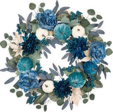 Blue Fall Wreaths for Front Door 26 Inch Large Artificial Wreath AUCTION