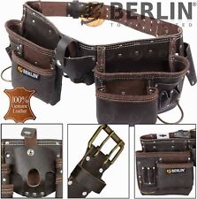 BERLIN Oil Tanned Leather Tool Belt Work Pouch Builders Nail Bag Work Apron 11pk