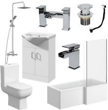 L Shaped Complete Bathroom Suite Close Coupled Toilet Vanity Unit Bath Taps Set