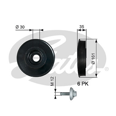 Gates tvd1025a belt pulley - tvd1025a,