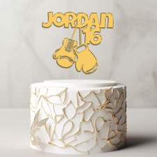 Personalised Boxing Gloves Acrylic Cake Topper Boxer Birthday Cake Any Name Age
