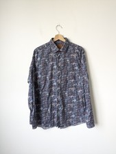 Simon Carter Multi Paisley Print Long Sleeve Slim Fit Cotton Shirt Size 17"