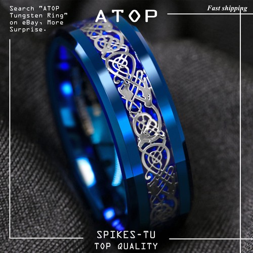 8mm blue tungsten carbide - blue,