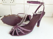 BOURNE DESIGNER UK 5 EU 38 PURPLE STUDDED LEATHER PARTY HIGH HEELS SANDALS SHOES