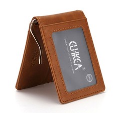 RFID Men's Leather Slim Bifold Money Clip Wallet Front Pocket Credit Card