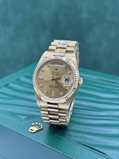 Rolex Daydate 18238 Champagne Diamond Dial 18k Yellow Gold  2000 Box & Papers