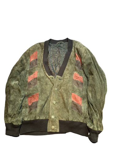 Green suede trucker - suede, jacket