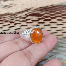 Boho Baltic Amber Gemstone Ring 925 Sterling Silver Men's Ring All Size SR786