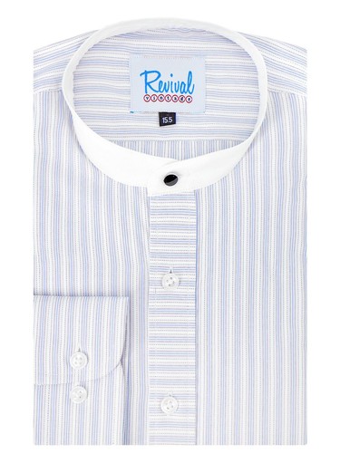 Striped collarless shirt - collarless,