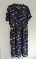 Navy Nautical Boat Print Ship Dress, Size 12 Collectif, Lindy Hop, Seasalt