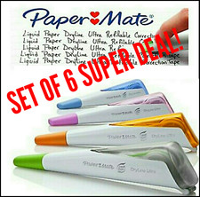 ? 6 x Correction Pens Papermate Office Tape Fluid Pen Paper Books Schools Tipex