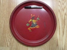 Vintage tin round tray - vintage,