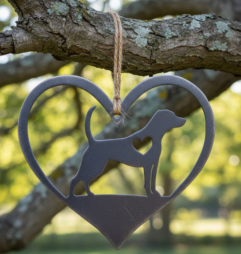 Steel dog heart - heart, ornament