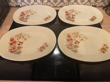 JAJ Pyrex Vintage Autumn Glory  Plates Oval Glass Set 4 1970’s