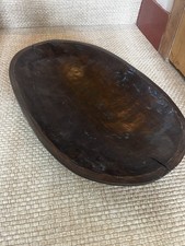 Large Rustic Wood Oval Bowl