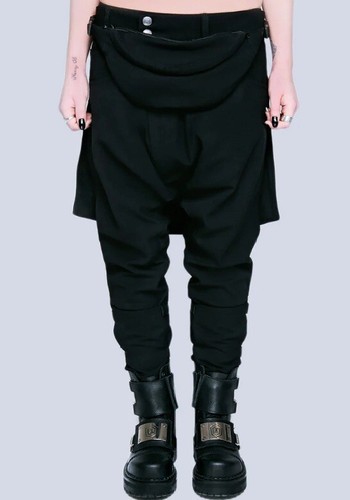 Black punk bondage trousers - punk,