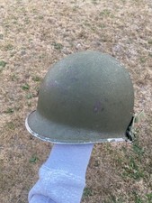 WW2 M1 Helmet Shell With Post Vietnam Liner Front Seam Swivel Bale