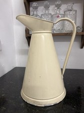 Large Cream Metal Jug Farmhouse Style Pitcher Vase – 38 cm Rustic Decor