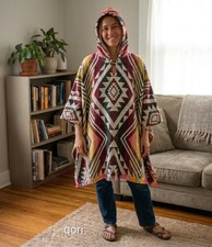 100% Alpaca Wool Hooded Poncho