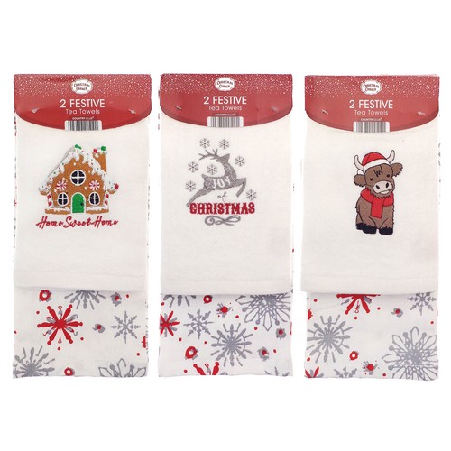 Christmas tea towels pack 2 - christmas,