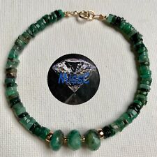 9CT GOLD NATURAL EMERALD BRACELET, STONE FROM BRAZIL, STAMPED 375