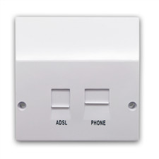 ADSL Filtered BT / RJ11 Phone / Network Microfilter White Twin Socket Faceplate