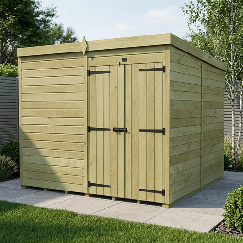 Pent shed double - shed, door