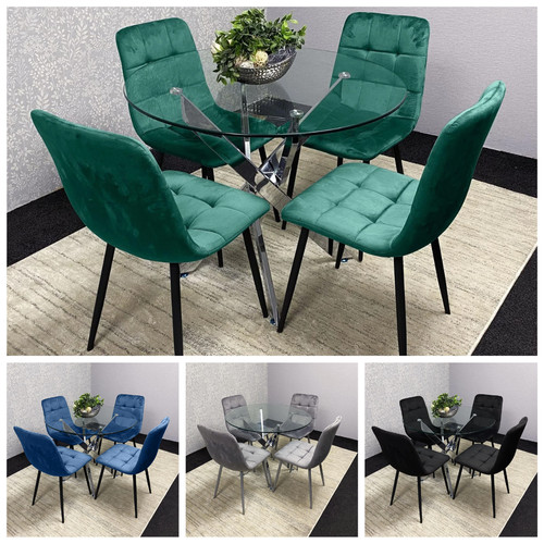 Modern glass dining table - table, set