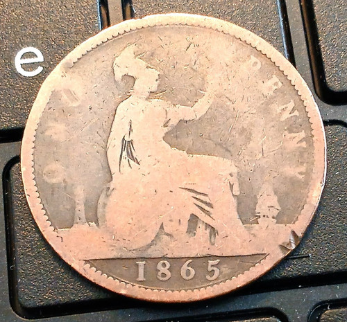 1865 victoria one penny - victoria,