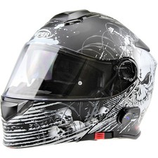 Viper RS-V171 Blinc Bluetooth Flip-Up Motorcycle Motorbike Helmet - Matt Skull