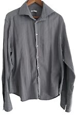 POGGIANTI 1958 Black White Shirt Cotton, Mens Size 43 / 17 Made Italy VGC