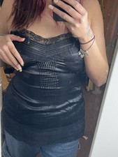 Black Lace Silk Cami Top Y2K-