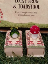 Lucky Frog & Toadstool Glass Charms In Gift Box Mini Ornament Lucky Hug Gift 
