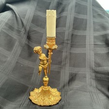 Heavy duty quality gilt brass  cherub candlestick table lamp 