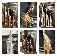 Wooden Elephant Statue Carving 60cm 80cm 100cm Handcarved Large Elephant