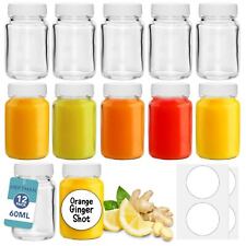 HEFTMAN Small Glass Bottles With Lids Ginger Shot Label Shots 60ml 120ml 12 Pack