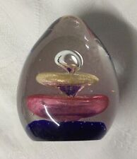 Dome Egg Shaped Glass Paperweight with Swirls