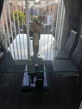 Glass Dining Table with 6