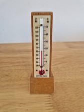 British Made - Wooden Stand Vintage Thermometer - Freestanding