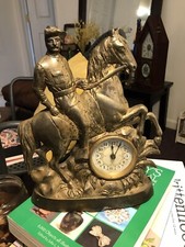 Antique bronze statue clock Theodore Rosevelt. President 1901 1909