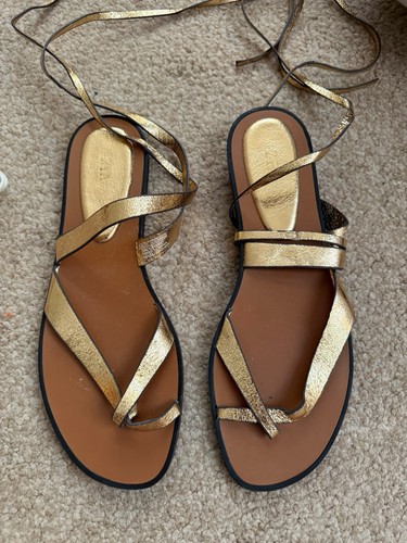 Zara gold leather sandals - gold,