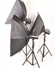 Pixapro LUMI 400II Studio Flash Head Triple Lighting Kit for Photography