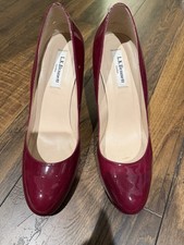 LK Bennett Shilo 39 Cerise Patent Leather Pumps Heels Court Shoes Burgundy